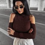 Top prążkowany FLIGHT OLAVOGA czekoladowy