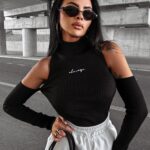 Top prążkowany FLIGHT OLAVOGA czarny