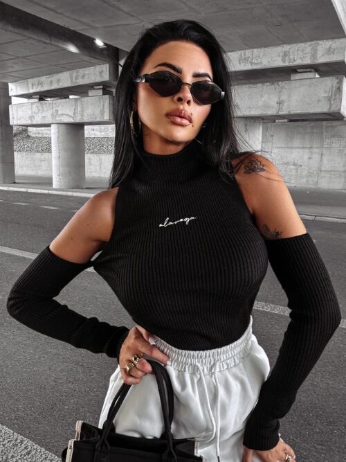 Top prążkowany FLIGHT OLAVOGA czarny