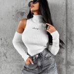 Top prążkowany FLIGHT OLAVOGA ecru