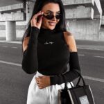 Top prążkowany FLIGHT OLAVOGA czarny