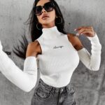 Top prążkowany FLIGHT OLAVOGA ecru