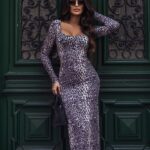 Sukienka elastyczna Vilamro panterka ecru