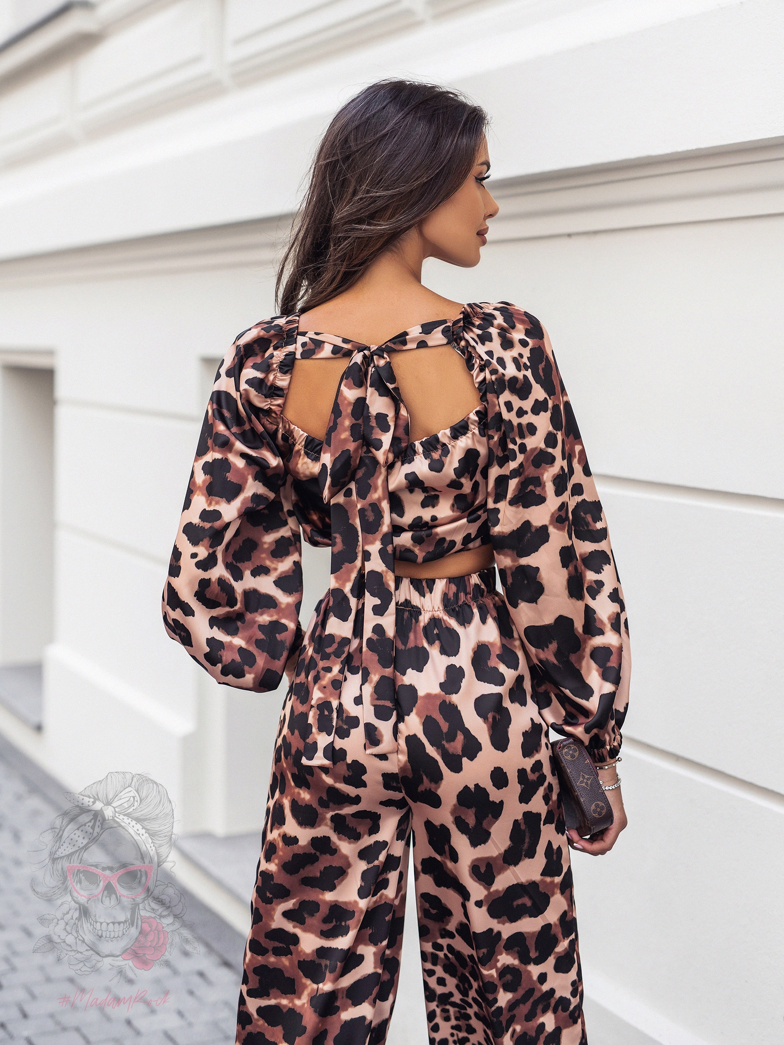 Komplet - bluzka + szerokie spodnie NB Pasol w panterkę