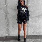 Spódniczka jeansowa mini NOVA OLAVOGA czarna