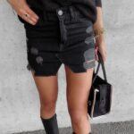 Spódniczka jeansowa mini NOVA OLAVOGA czarna