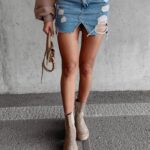 Spódniczka jeansowa mini NOVA OLAVOGA niebieska