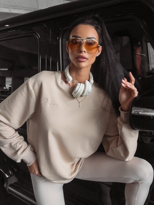 Bluza dresowa gładka BETSY OLAVOGA beżowa