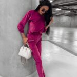 Komplet damski welurowy OROTON OLAVOGA amarantowy