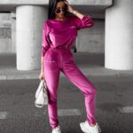 Komplet damski welurowy OROTON OLAVOGA amarantowy