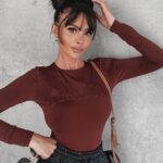 Body dopasowane z aplikacją FIRE OLAVOGA brązowe