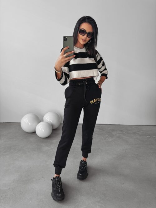 Sweter krótki JUDE OLAVOGA czarny-ecru