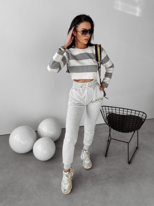 Sweter krótki JUDE OLAVOGA j.szary-ecru