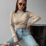 Sweter casualowy z półgolfem CATCH OLAVOGA beżowy