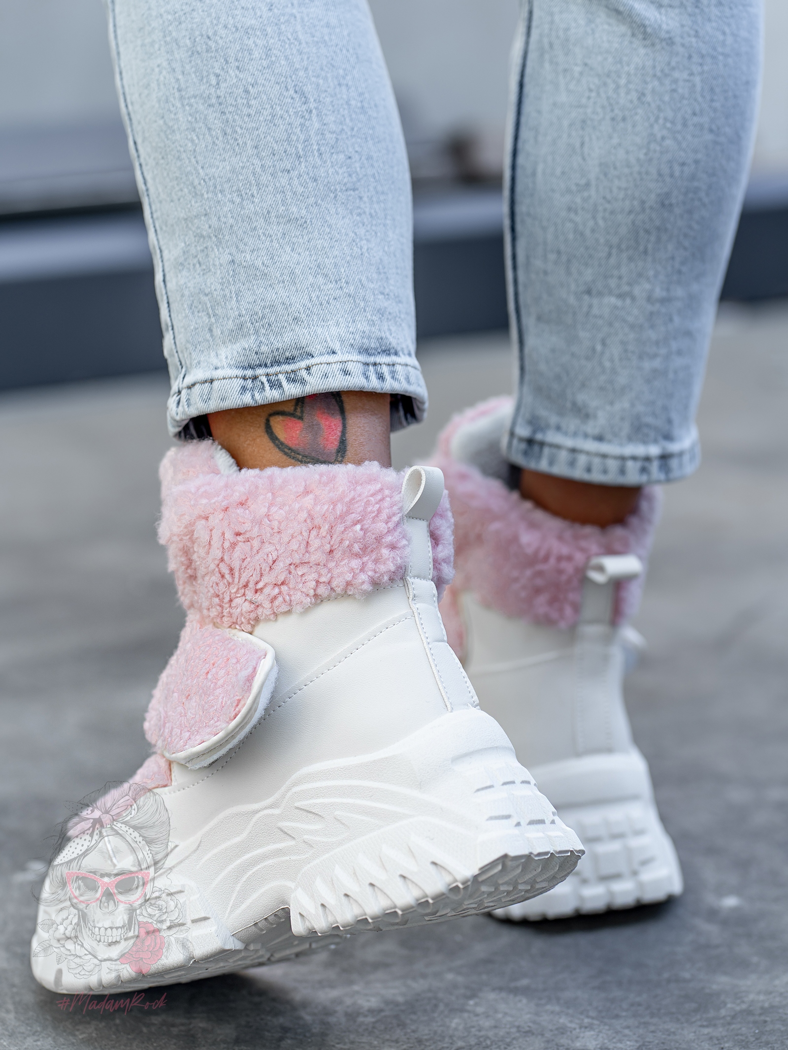 Botki z barankiem Madam Dobbs pudrowe