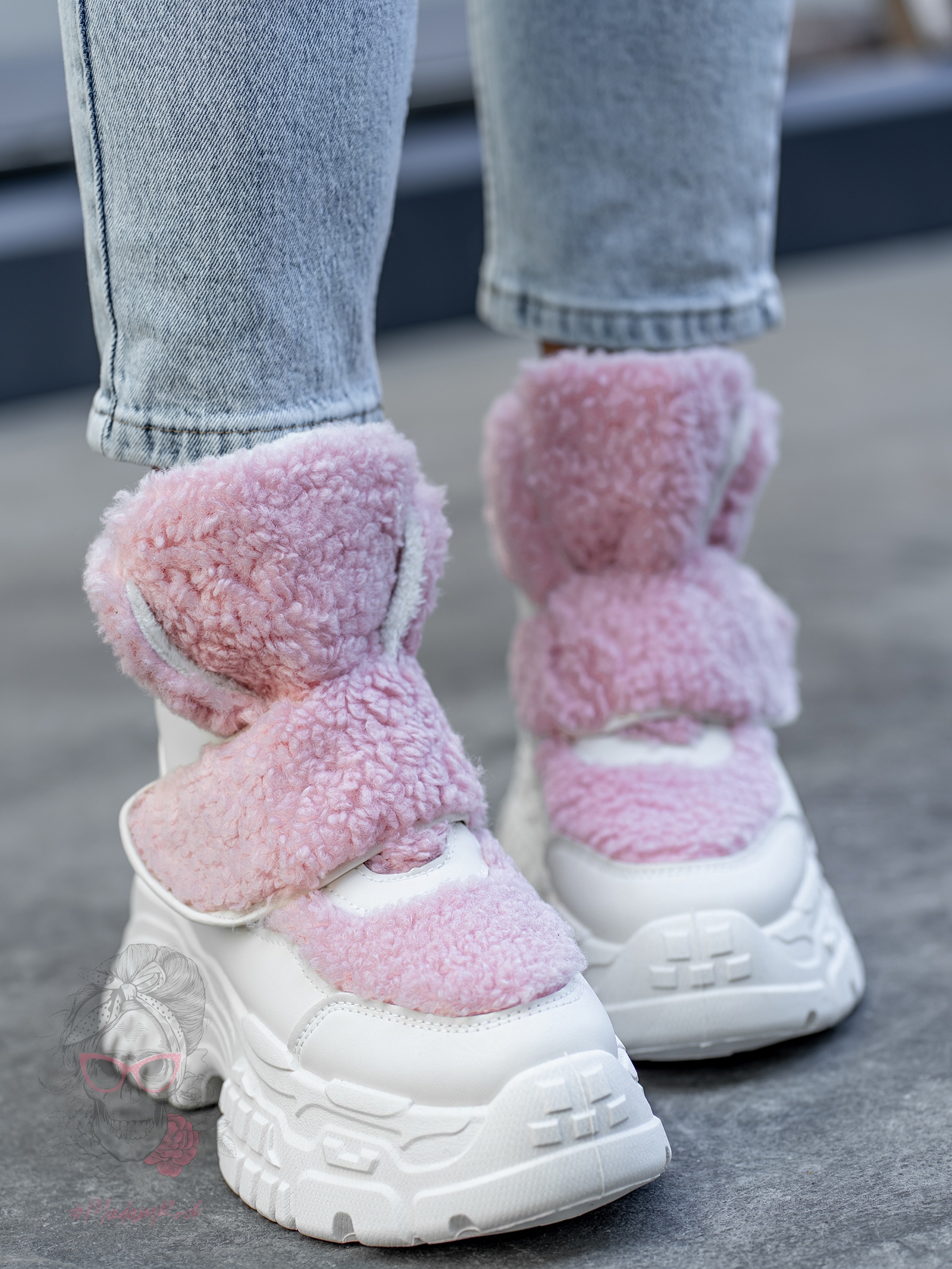 Botki z barankiem Madam Dobbs pudrowe