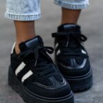 Buty sportowe z barankiem Madam Messo czarne