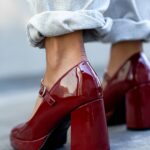 Czółenka na słupku Madam Elsmode bordowe