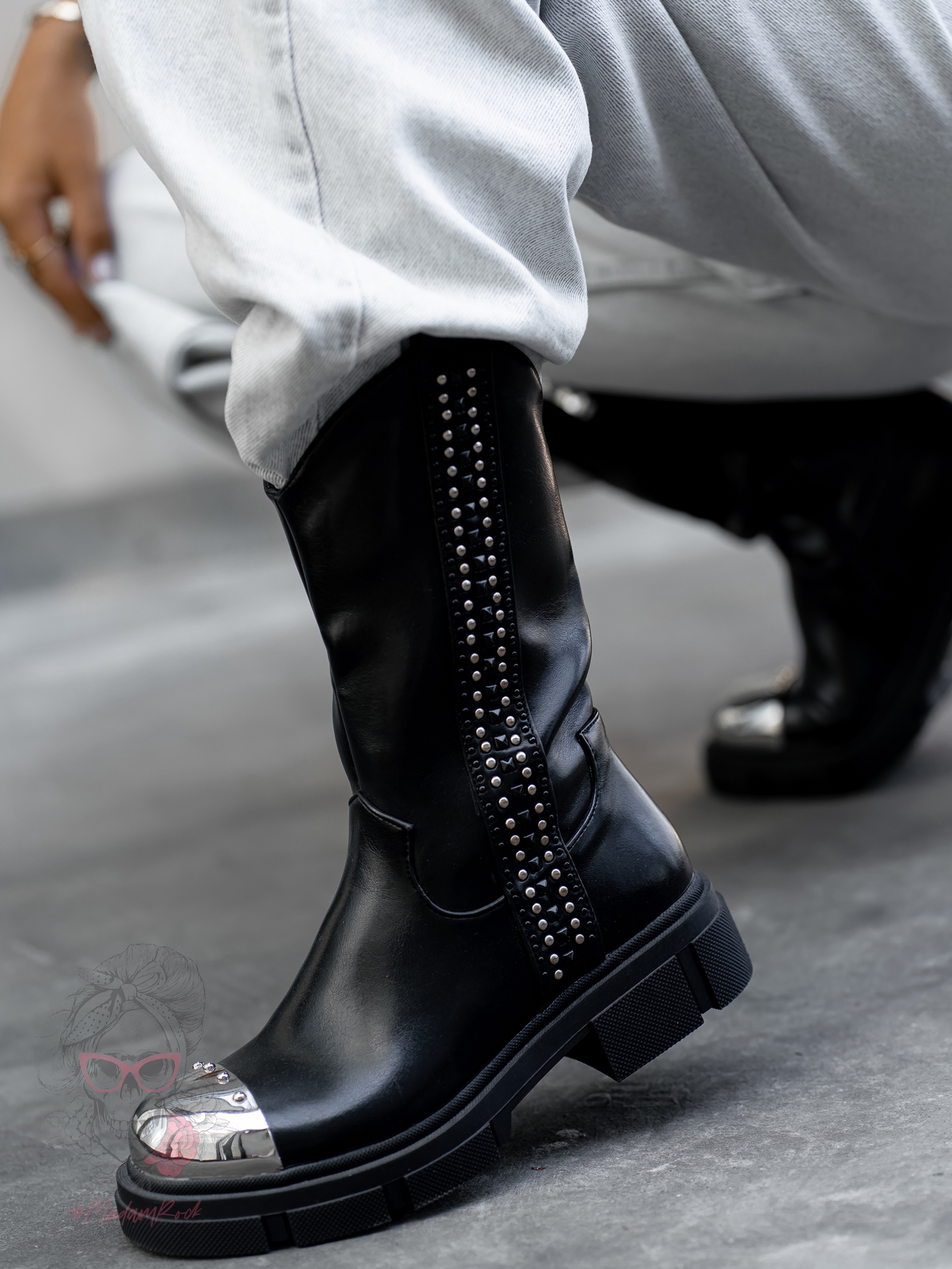 Botki bikery z metalowym noskiem Dragon Rock czarne Botki bikery z metalowym noskiem Dragon Rock czarne