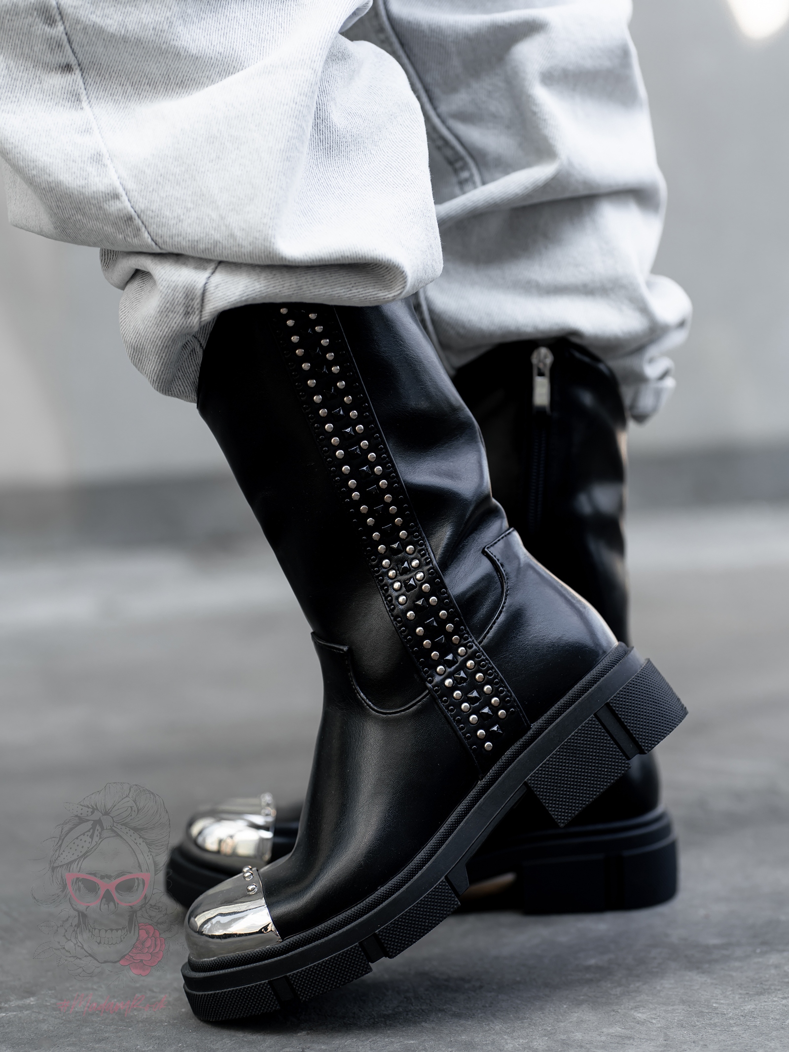 Botki bikery z metalowym noskiem Dragon Rock czarne Botki bikery z metalowym noskiem Dragon Rock czarne