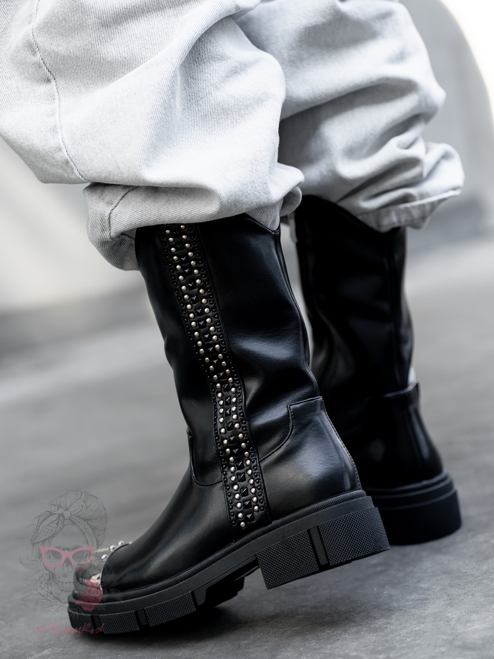 Botki bikery z metalowym noskiem Dragon Rock czarne Botki bikery z metalowym noskiem Dragon Rock czarne