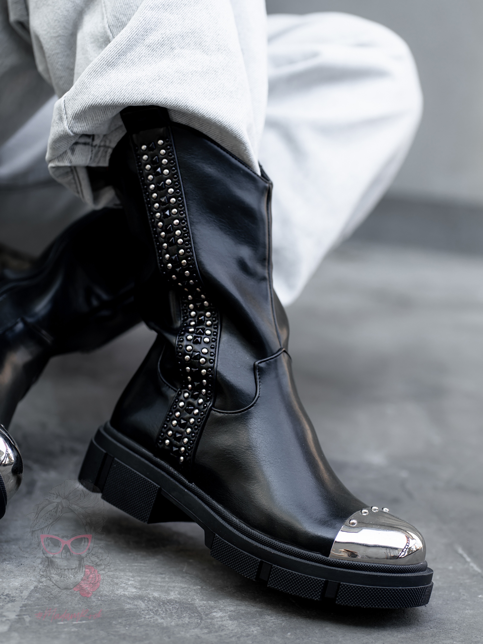 Botki bikery z metalowym noskiem Dragon Rock czarne