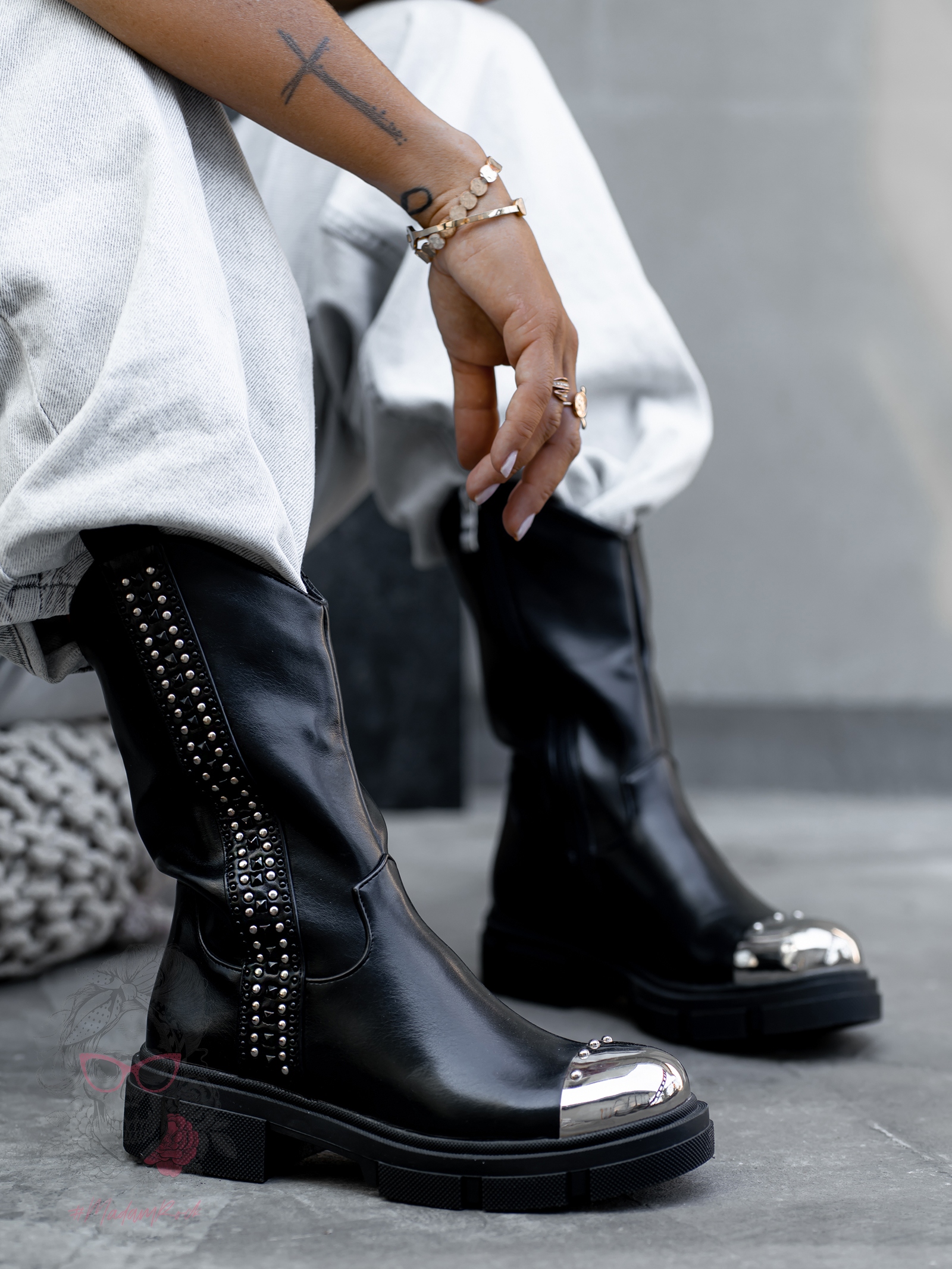 Botki bikery z metalowym noskiem Dragon Rock czarne Botki bikery z metalowym noskiem Dragon Rock czarne