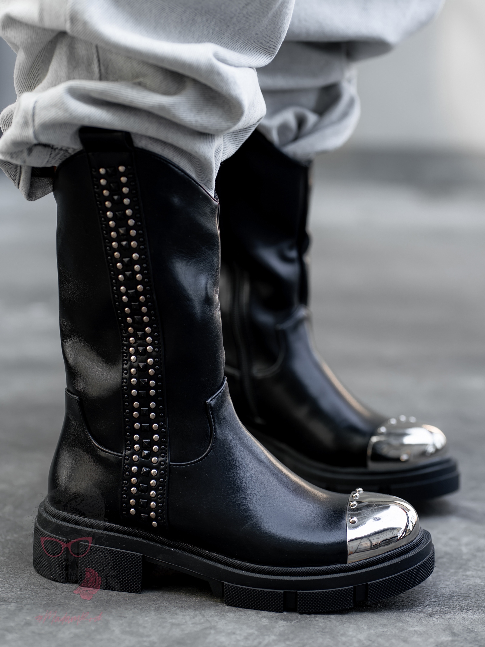 Botki bikery z metalowym noskiem Dragon Rock czarne Botki bikery z metalowym noskiem Dragon Rock czarne