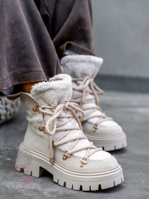 Botki z barankiem Madam Flesz beżowe