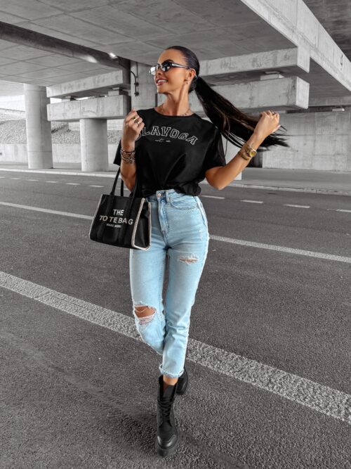 T-shirt oversize MARIDA OLAVOGA czarny