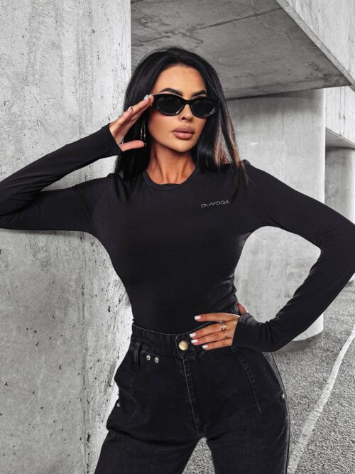 Bluzka gładka basic TARES OLAVOGA czarna