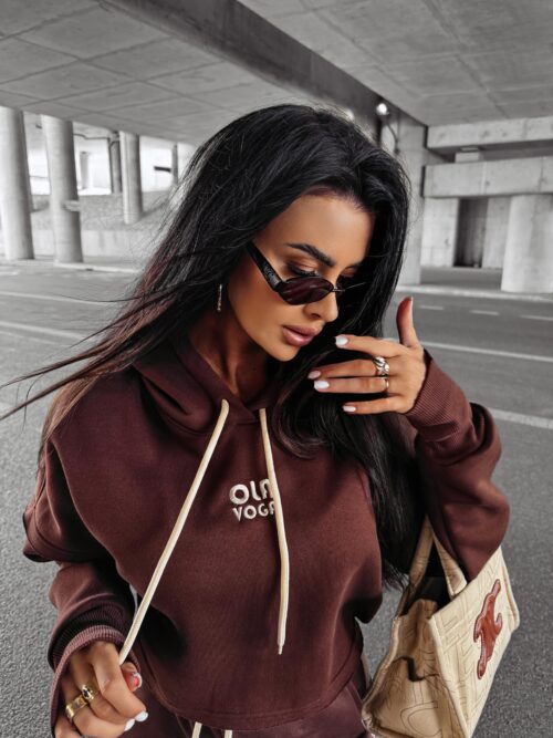 Bluza z kapturem CALMIA OLAVOGA czekoladowa