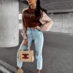 Bluza oversize crewneck LAKIRA OLAVOGA brązowa