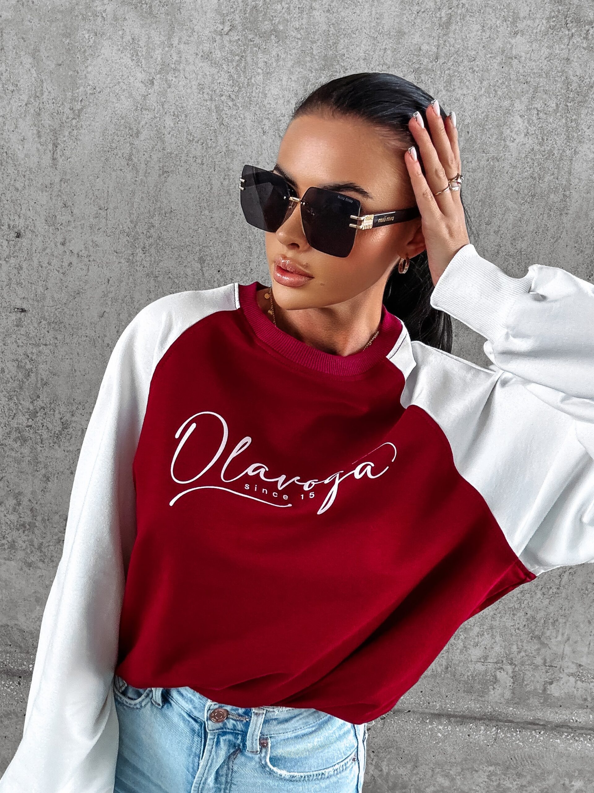 Bluza oversize crewneck LAKIRA OLAVOGA bordowa