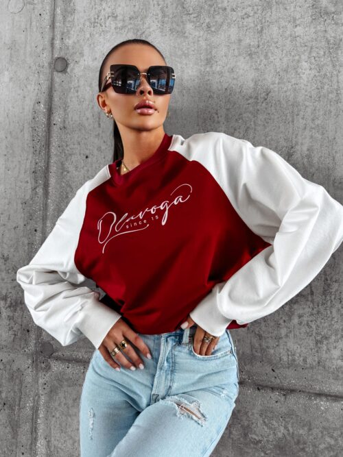 Bluza oversize crewneck LAKIRA OLAVOGA bordowa