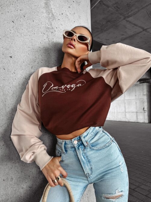 Bluza oversize crewneck LAKIRA OLAVOGA brązowa
