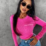 Sweter prążkowany SOFT OLAVOGA różowy