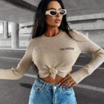 Sweter prążkowany SOFT OLAVOGA beżowy