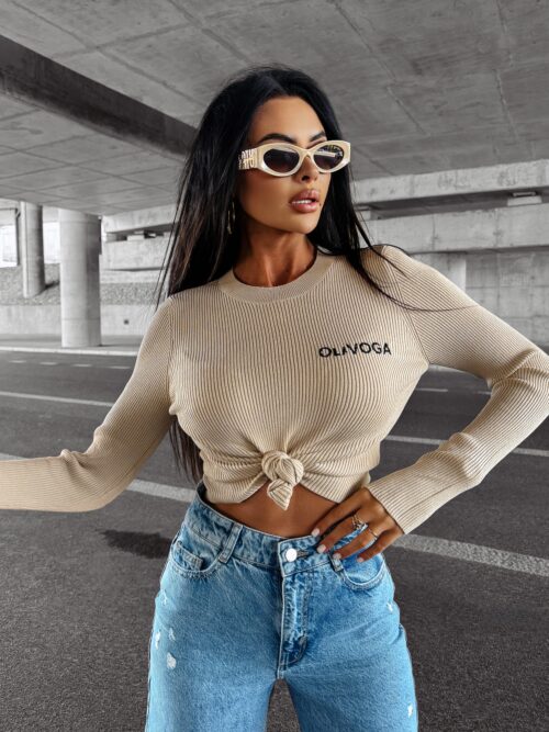 Sweter prążkowany SOFT OLAVOGA beżowy
