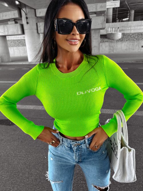 Sweter prążkowany SOFT OLAVOGA zielony