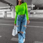 Sweter prążkowany SOFT OLAVOGA zielony