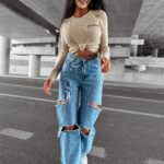 Sweter prążkowany SOFT OLAVOGA beżowy