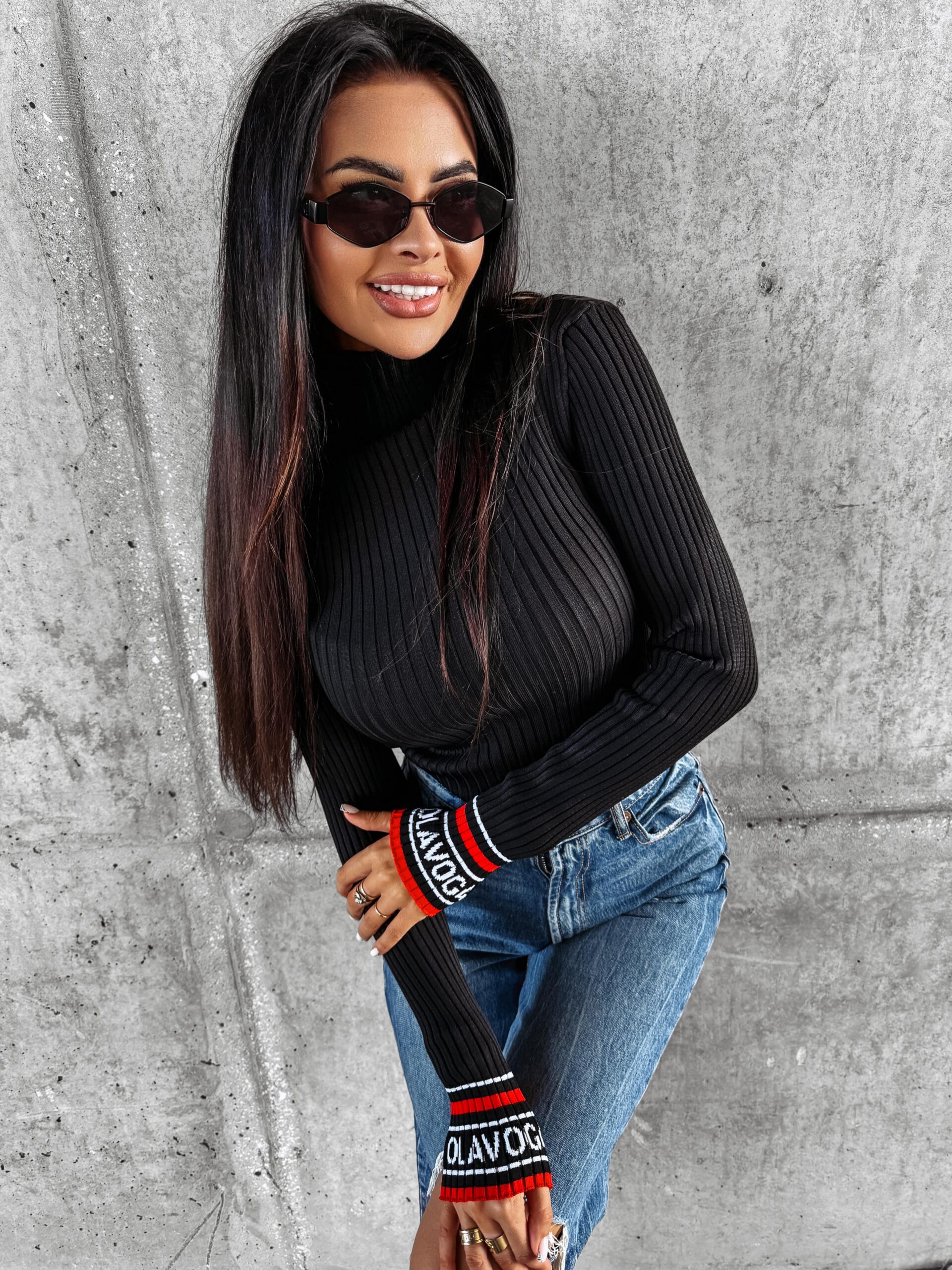 Sweter golf prążkowany NEVE OLAVOGA czarny Sweter golf prążkowany NEVE OLAVOGA czarny