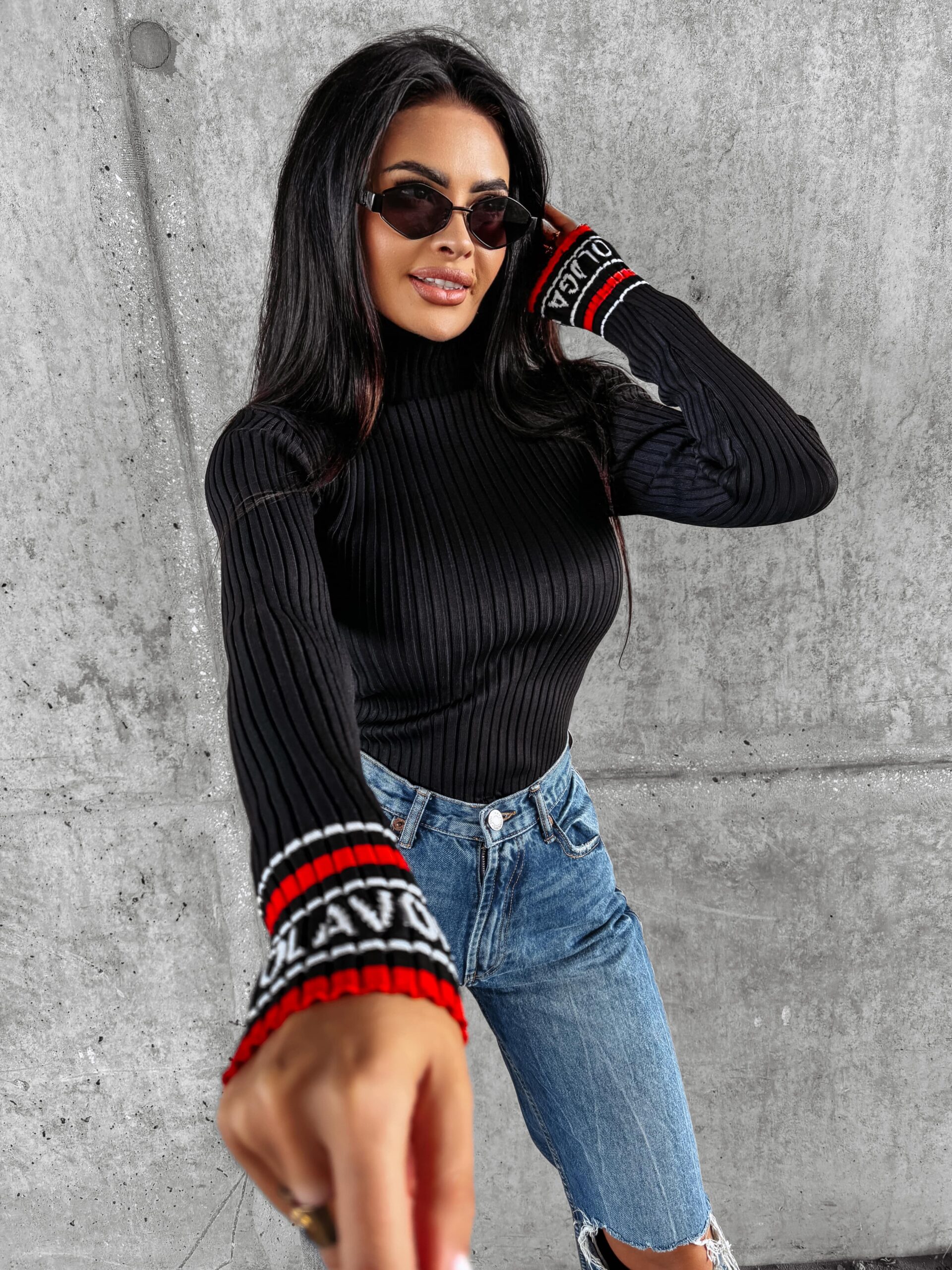 Sweter golf prążkowany NEVE OLAVOGA czarny Sweter golf prążkowany NEVE OLAVOGA czarny