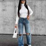 Sweter golf prążkowany NEVE OLAVOGA ecru