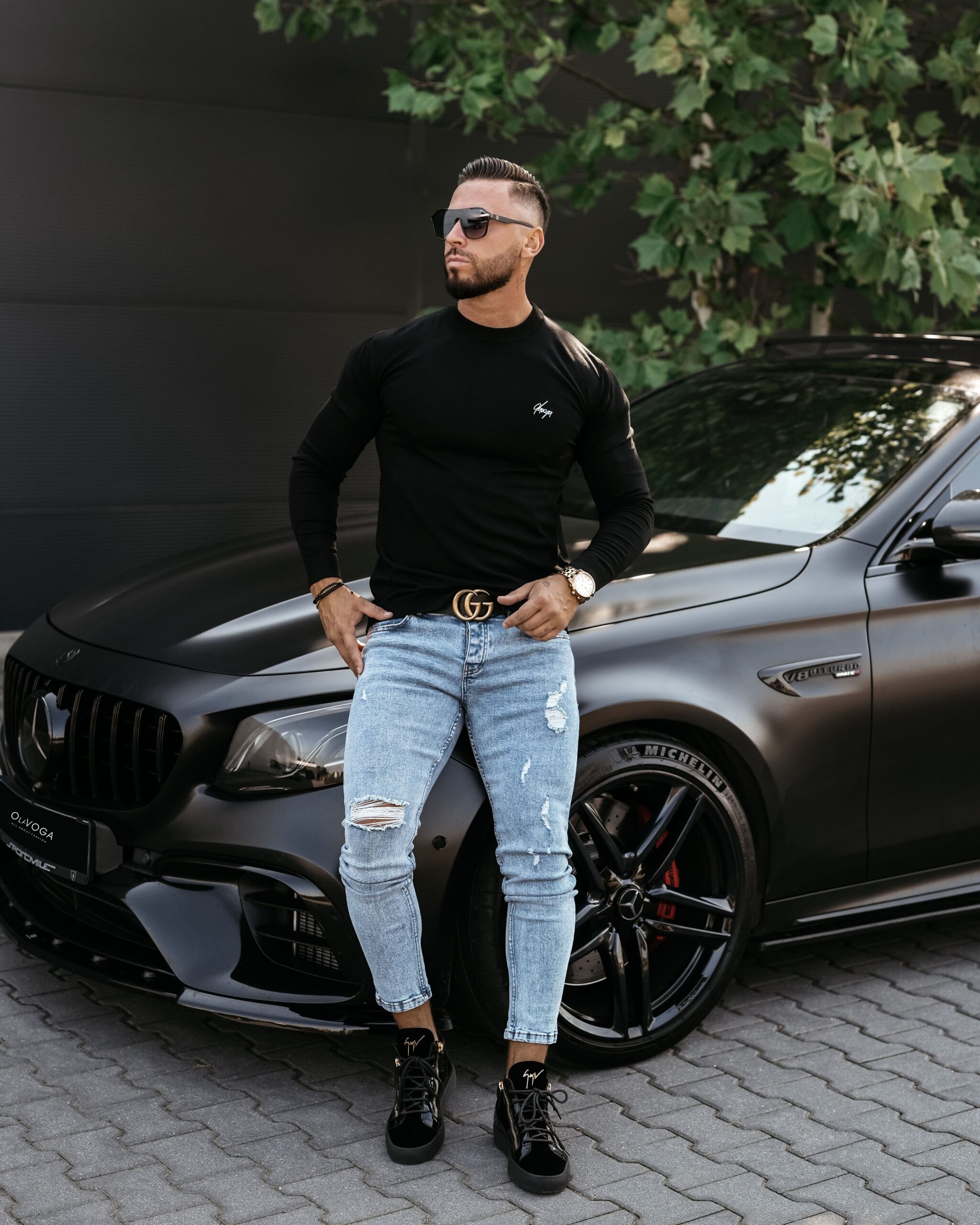 Sweter męski gładki CREW OLAVOGA czarny