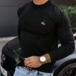 Sweter męski gładki CREW OLAVOGA czarny