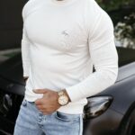 Sweter męski gładki CREW OLAVOGA ecru