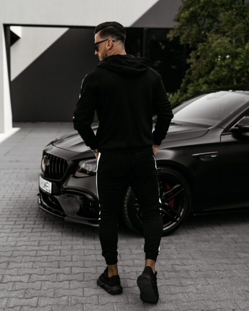 Komplet dres męski z lampasem WEEK OLAVOGA czarny