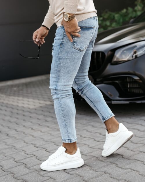 Spodnie jeansowe męskie RAW OLAVOGA niebieskie